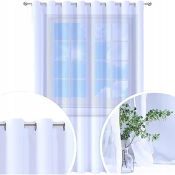 Záclona HOTOVÁ ZÁCLONA VOÁL BÍLÁ 300X270 CM ZÁVĚS OKA ZÁCLONY S PRŮCHODKAMI