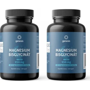 2x Genesis Magnesium Bisglycinate 950 mg + B6, 90 veg. kapslí, (elem. hořčík 187,5 mg)