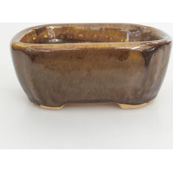 Květináč Keramická bonsai miska 8,5 x 7,5 x 4 cm hnědá