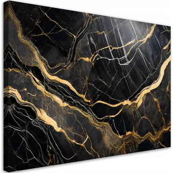 Obraz Obraz na plátně, Černobílý Mramor se Zlatem 60x40
