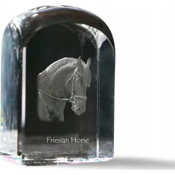 Obraz Fríský kůň - fotografie v křišťálu, suvenýr, trofej, těžítko na papír