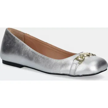 Dámské baleríny Kožené baleríny Love Moschino stříbrná barva, JA11011G1MIF090B SLV, EUR 39