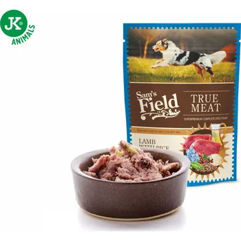 Krmivo pro psa Sam's Field True Meat Lamb with Rice & Pea, šťavnatá masová kapsička jehněčí maso s rýží a hrachem pro psy, 260 g - EXPIRACE 03/2024