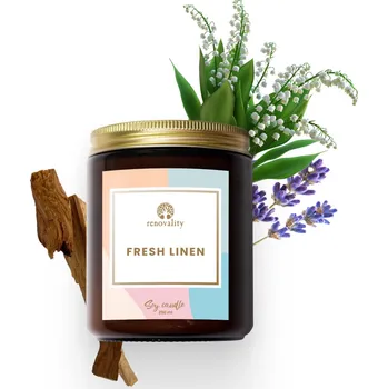 Svíčka Renovality Fresh Linen – sójová svíčka 250 ml