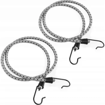 autokoberec Gumové lanko s háčky pro upevnění zavazadel a plachet, šedé, 200 cm / 2 ks