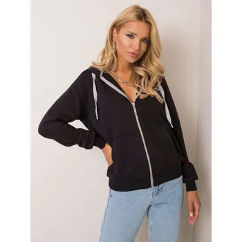 Dámská mikina Černá bavlněná mikina s kapucí RV-