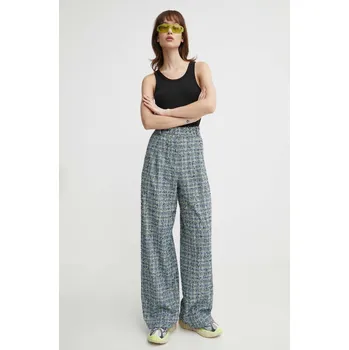 Dámské kalhoty Kalhoty Stine Goya dámské, zelená barva, široké, high waist, SG5476 67X, vel. L