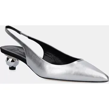 Dámské lodičky Kožené lodičky Weekend Max Mara GALLICO stříbrná barva, na podpatku, s odkrytou patou, 2515521034600 2515521034600.SILVER SLV, EUR 36