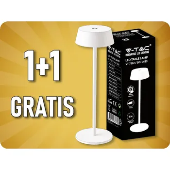 Lampička LED stolní lampa, 2W, 200lm, 3000K, nabíjecí, bílá, 1+1 zdarma!