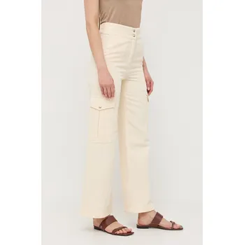 Dámské kalhoty Kalhoty s příměsí lnu Patrizia Pepe high waist 2P1483.A247 béžová 01X, vel. 36