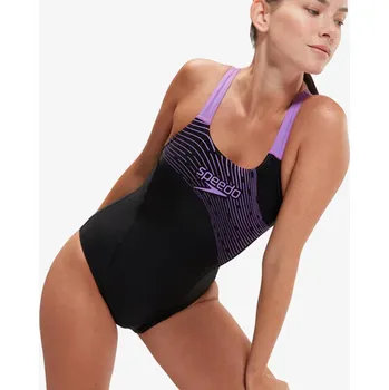 Dámské plavky Speedo MEDLEY LOGO MDLT AF BLACK/PURPLE 42