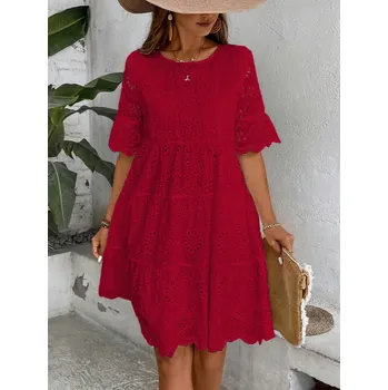 Dámské šaty Letní šaty s volánem Barva: Červená, Velikostní tabulka: S