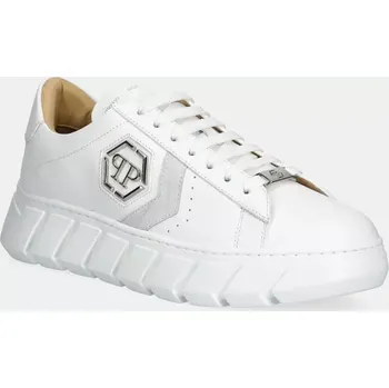 Pánské tenisky Kožené tenisky Philipp Plein Nappa Lo-Top Hexagon bílá barva, USC0698 PLE075N 01 USC0698.PLE075N.01 00X, EUR 42