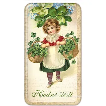 Dekorativní magnet Magnet Hodně štěstí - Koše plné čtyřlístků