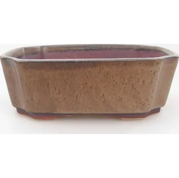 Květináč Keramická bonsai miska 13,5 x 11,5 x 4,5 cm hnědá