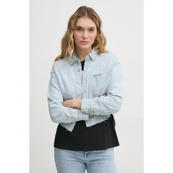 Pánská košile Bavlněná košile Dkny modrá barva, regular, s klasickým límcem, DJ5W2123 05J, vel. L