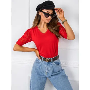 Dámská tunika Červená bavlněná halenka RUE PARIS TP-