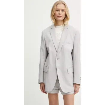 Dámské sako Sako s příměsí lnu Twinset šedá barva, 251TP2760 09X, vel. 38