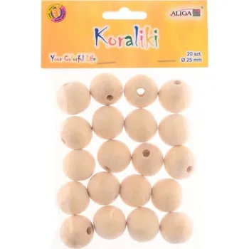 Dětské navlékací korálky Korálky 2,5cm, 20ks přírodní, dřevěné