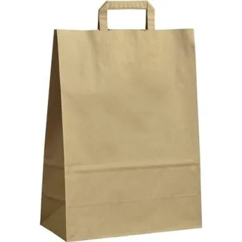 Papírová taška hnědá Takeaway 320x140x420 mm s plochým uchem