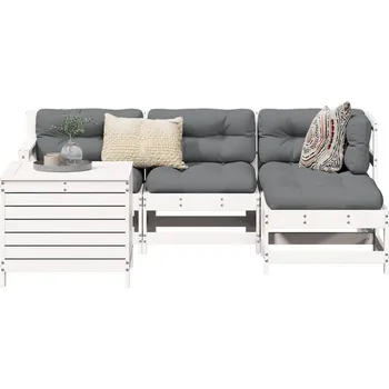 5dílná zahradní sedací souprava bílá masivní borové dřevo Bílá3250501