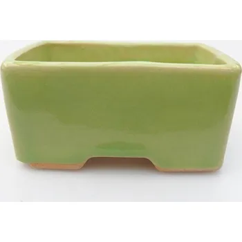 Květináč Keramická bonsai miska 9 x 7 x 4,5 cm zelená