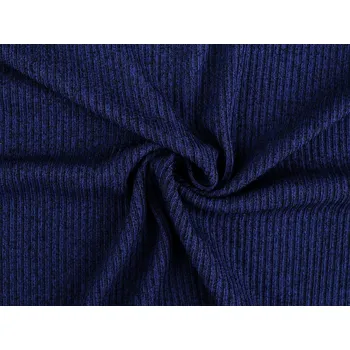 Žebrovaná šatová pletenina / svetrovina METRÁŽ - 3 (330 g/m²) modrá