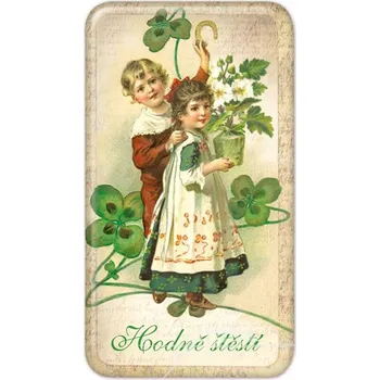 Dekorativní magnet Magnet Hodně štěstí - Čtyřlístky