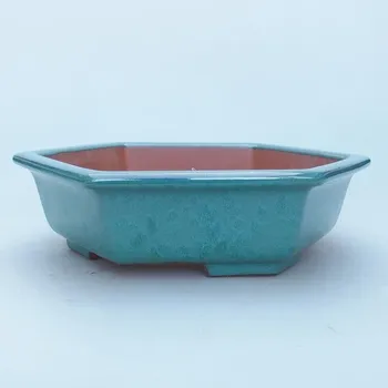 Květináč Keramická bonsai miska 23 x 21 x 6 cm zelená