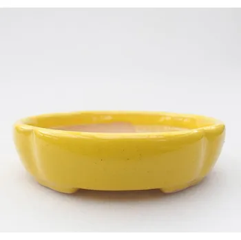 Květináč Keramická bonsai miska 11 x 11 x 3 cm žlutá
