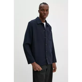 Pánská softshellová bunda Vlněná bunda A.P.C. veste jamie tmavomodrá barva, přechodná, WOAPN.H02962 59X, vel. XL