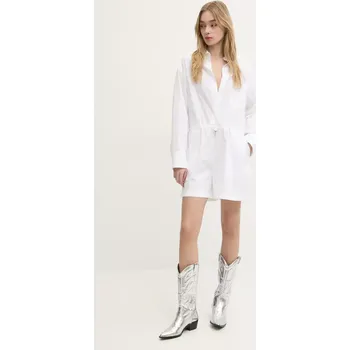 Dámský overall Overal Moschino Jeans bílá barva, bavlněný, s výstřihem do v, 0455 3227 0455.3227 00X, vel. 36