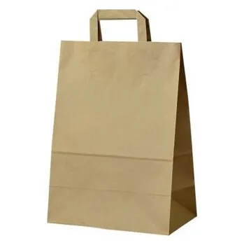 Papírová taška hnědá 260x140x360 mm s plochým uchem