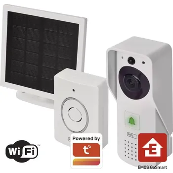 Stavební výplň Domovní bezdrátový bateriový videozvonek EMOS IP-09D s Wi-Fi a solárním panelem