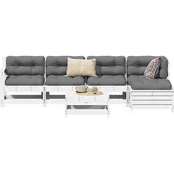 6dílná zahradní sedací souprava bílá masivní borovice Bílá3250961