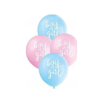 Balónek Latexové balónky Boy or Girl na baby shower, 30 cm, 8 ks