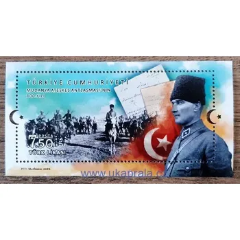 Poštovní známka TURECKO ** aršík Bl 223, M.Kemal Atatürk, Mundanya r. 2022