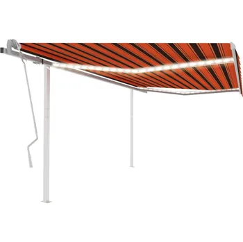 Markýza vidaXL Ručně zatahovací markýza s LED světlem 4,5 x 3 m oranžovo-hnědá