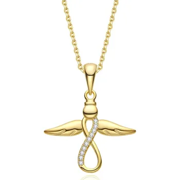 Náhrdelník 4U Stříbrný pozlacený náhrdelník andílek se zirkony Gabi