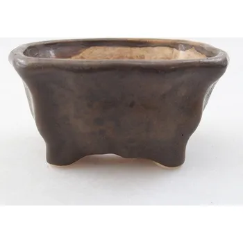 Květináč Keramická bonsai miska 7 x 7 x 3,5 cm hnědá