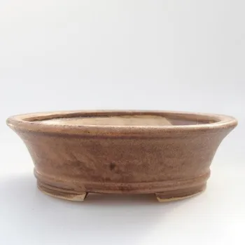 Květináč Keramická bonsai miska 12 x 10,5 x 3,5 cm hnědořůžová