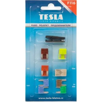 Autopojistky Pojistka blistr nožová MINI s vidličkou 12 ks TESLA