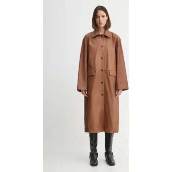 Dámský kabát Kožený kabát Herskind Halston dámský, hnědá barva, přechodný, 5470175 82X, vel. 36