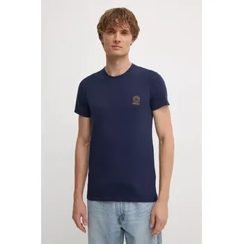 Pánské tričko Bavlněné tričko Versace tmavomodrá barva, s potiskem, AUU01005 1A10011 AUU01005.1A10011 59X, vel. L