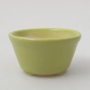 Květináč Keramická bonsai miska 4,5 x 4,5 x 2,5 cm zelená