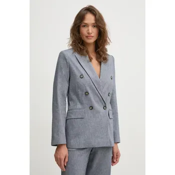 Dámské sako Sako s příměsí lnu OUI modrá barva, 91870 95X, vel. 40