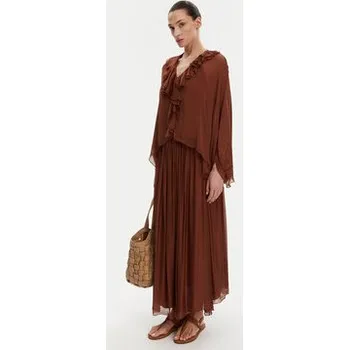Dámská halenka ViCOLO Halenka TD0019 Hnědá Oversize XS