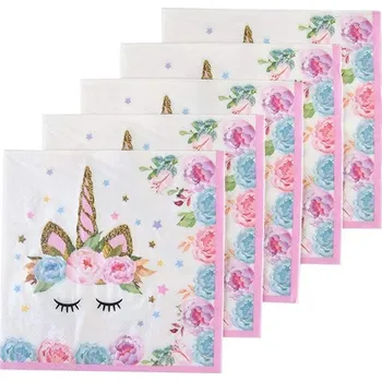 Papírový ubrousek Ubrousky Jednorožec 33x33 cm 20 ks růžové