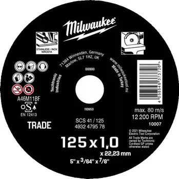 Řezný kotouč Řezný kotouč na kov Milwaukee 125 x 1 x 22,2 mm
