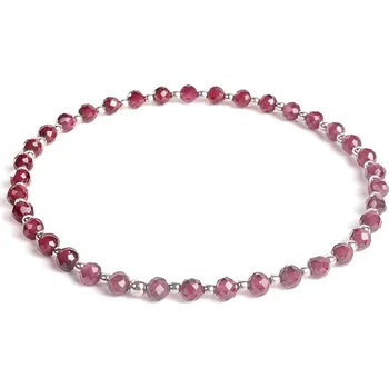 Náramek 4U Dámský náramek s přírodním granátem a stříbrnými kuličkami